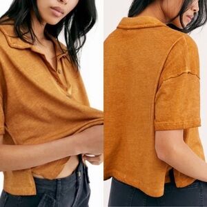 Free People Weekend Rush button down top. Gorgeous copper color NWT